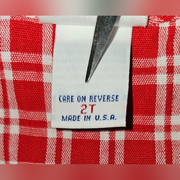 Vintage OshKosh B’gosh Red Gingham Plaid Wrap Dress Embroidered USA Sz 2T - Picture 15 of 16